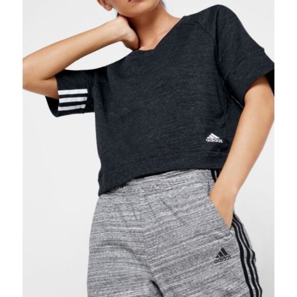 Adidas Cropped Hi Low Gym Tee - XL - Picture 1 of 5